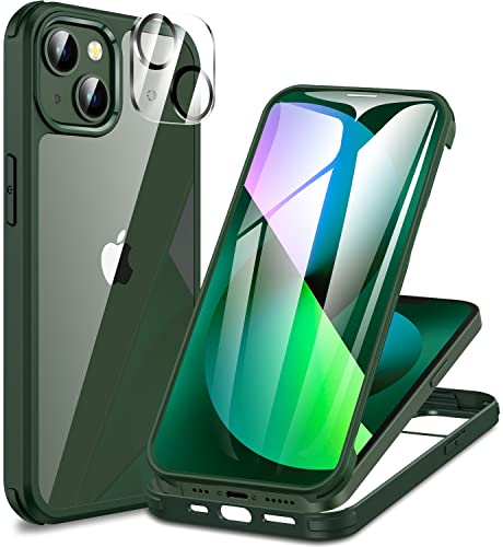 CENHUFO für iPhone 13 Hülle, 360 Grad Schutzhülle mit Eingebautem 9H Panzerglas Displayschutz und Kameraschutz Stoßfest Panzerhülle Bumper Full Cover Outdoor Case Handyhülle für iPhone 13 - Grün von CENHUFO