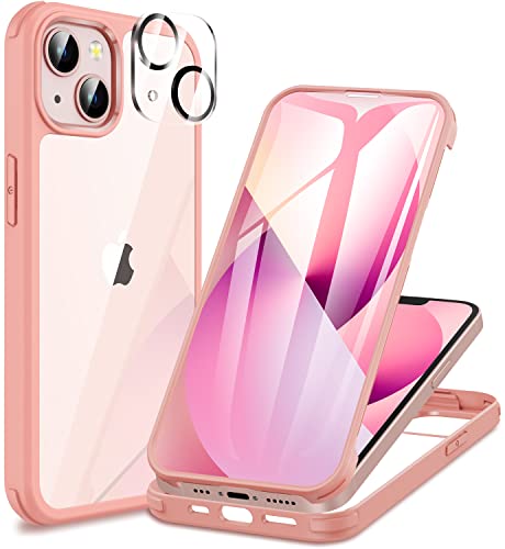 CENHUFO für iPhone 13 Hülle, 360 Grad Schutzhülle mit Eingebautem 9H Panzerglas Displayschutz und Kameraschutz Stoßfest Panzerhülle Bumper Full Cover Outdoor Case Handyhülle für iPhone 13 - Rosa von CENHUFO