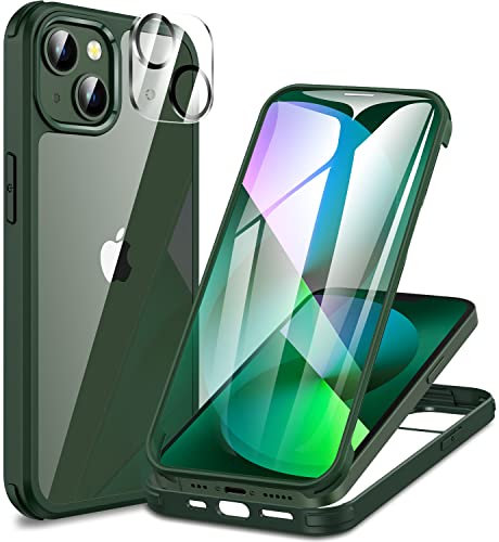 CENHUFO für iPhone 13 Mini Hülle, 360 Grad Schutzhülle mit Eingebautem 9H Panzerglas Displayschutz und Kameraschutz, Stoßfest Panzerhülle Bumper Full Cover Case Handyhülle für iPhone 13 Mini -Grün von CENHUFO