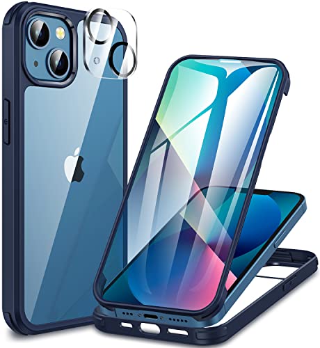 CENHUFO für iPhone 13 Mini Hülle, 360 Grad Schutzhülle mit Eingebautem 9H Panzerglas Displayschutz und Kameraschutz Stoßfest Panzerhülle Bumper Full Cover Case Handyhülle für iPhone 13 Mini - Blau von CENHUFO