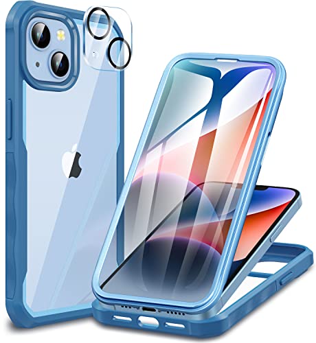 CENHUFO für iPhone 14 Plus Hülle, 360 Grad Schutzhülle mit Eingebautem H Panzerglas Displayschutz und Kameraschutz Stoßfest Panzerhülle Bumper Full Cover Case Handyhülle für iPhone 14 Plus - Blau von CENHUFO