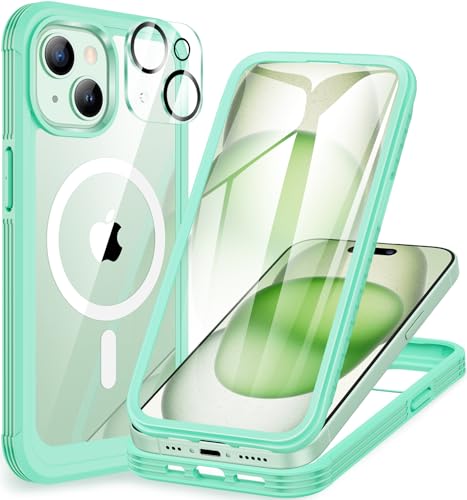 CENHUFO für iPhone 15 Plus Hülle, Kompatibel mit MagSafe Eingebautem Panzerglas Displayschutz und Kameraschutz 360 Grad Schutzhülle Stoßfest Cover Case Magnetisch Handyhülle iPhone 15 Plus - Grün CENHUFO für iPhone 15 Plus Hülle, Kompatibel mit MagSafe Eingebautem Panzerglas Displayschutz und Kameraschutz 360 Grad Schutzhülle Stoßfest Cover Case Magnetisch Handyhülle iPhone 15 Plus - Grün von CENHUFO