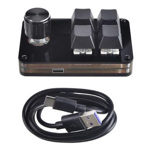 CENMEN 1 Set USB-Makro-Mini-Tastatur, 4 Tasten, 1 Drehknopf, Programmierung, DIY, mechanische Tastatur, Schwarz von CENMEN