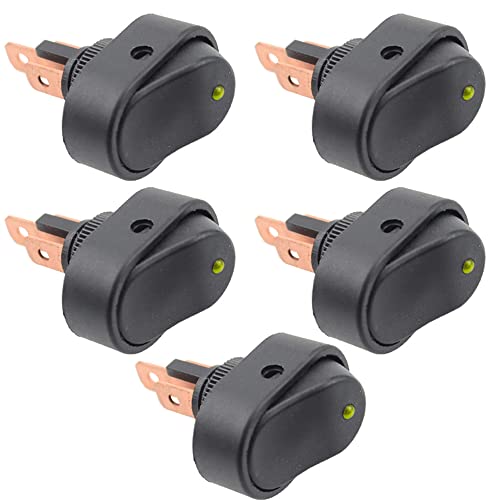 CENPEK 5 Stück Wasserdichter LED-Beleuchteter Wippschalter 12 V 30 A SPST 3-Poliger EIN-Aus-Schalter mit Blauem Runden Punkt für Auto,Boot,Marine-Gelbe LED von CENPEK