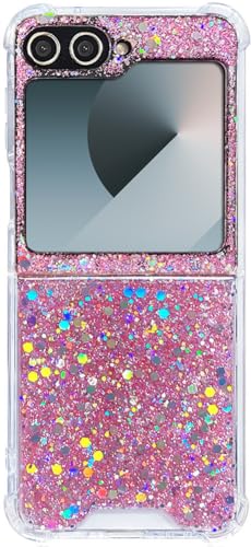 CEOKOK Schutzhülle für Samsung Galaxy Z Flip 6, niedliches Design, glitzernd, glänzend, reflektierend, ästhetisch, stoßfest, für Damen und Mädchen, Kawaii, stabile Handyhülle (rosa Pailletten) CEOKOK Schutzhülle für Samsung Galaxy Z Flip 6, niedliches Design, glitzernd, glänzend, reflektierend, ästhetisch, stoßfest, für Damen und Mädchen, Kawaii, stabile Handyhülle (rosa Pailletten) von CEOKOK