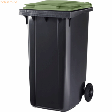 CEP Abfall-Container 120l 2 Räder grau grüner Deckel von CEP
