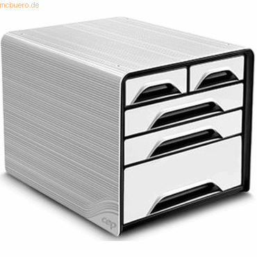 CEP Schubladenbox 5 Fächer (2 Halbe, 2 Standard, 1 Maxi) 7-213 weiß/sc von CEP
