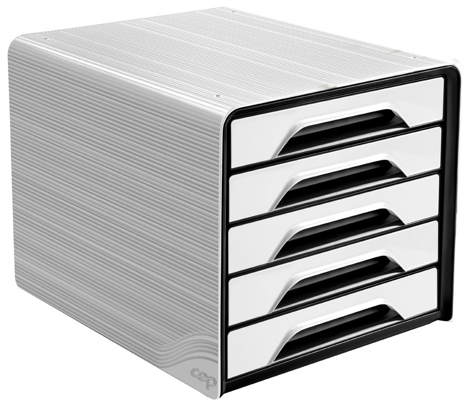 CEP Schubladenbox Smoove, 5 Schübe, weiß / schwarz von CEP