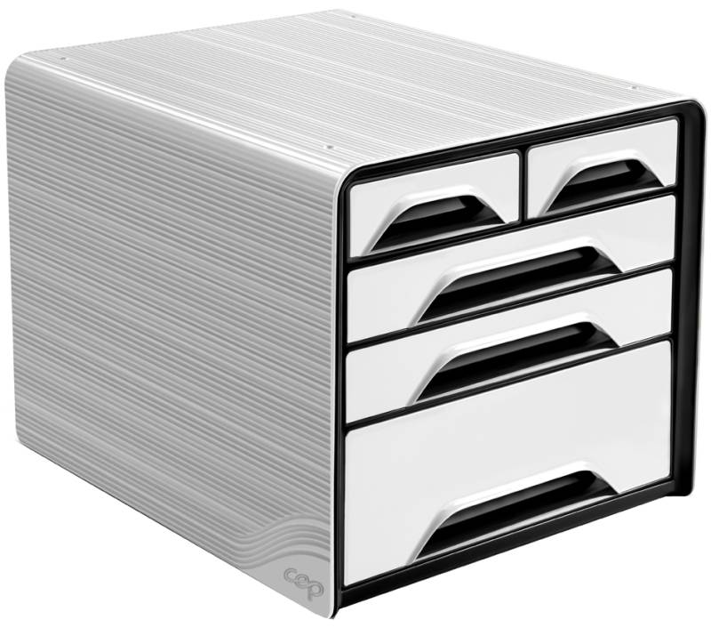 CEP Schubladenbox Smoove CLASSIC, 5 Schübe, weiß / schwarz von CEP