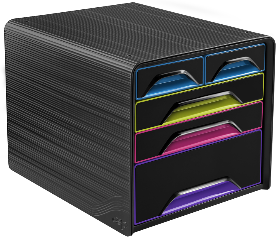CEP Schubladenbox Smoove GLOSS, 5 Schübe, schwarz / bunt von CEP