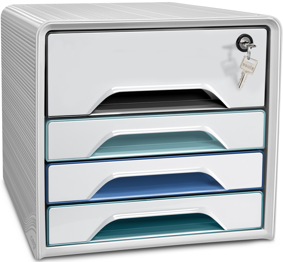 CEP Schubladenbox Smoove SECURE Riviera, 4 Schübe, weiß/blau von CEP