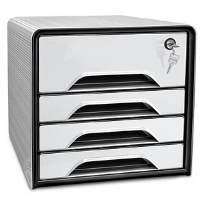 cep Schubladenbox Smoove Secure  schwarz/weiß 1073110121, DIN A4 mit 4 Schubladen von CEP