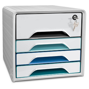 cep Schubladenbox Smoove Secure  weiß/bunt 1073110511, DIN A4 mit 4 Schubladen von CEP