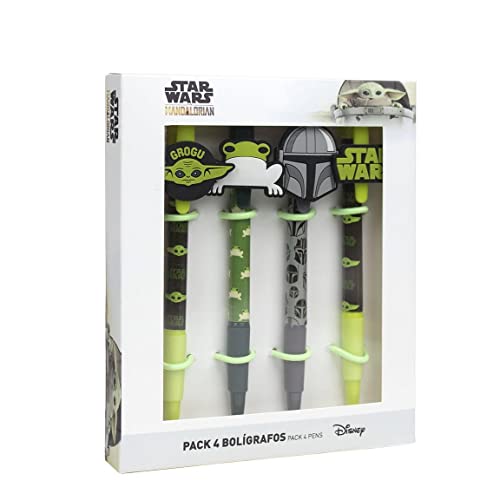 CCERDÁ LIFE'S LITTLE MOMENTS, Pack de 4 bolígrafos The Mandalorian, para fans de The Child, Licencia oficial de Star Wars von CERDÁ LIFE'S LITTLE MOMENTS