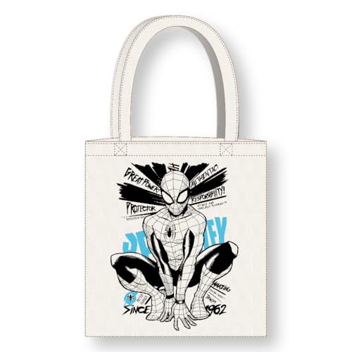 CERDÁ LIFE'S LITTLE MOMENTS Cerdà Marvel Spider-Man Tote Bag Tasche mit langen Griffen - 36 x 39 cm - Polyester und Baumwolle - Weiß von CERDÁ LIFE'S LITTLE MOMENTS