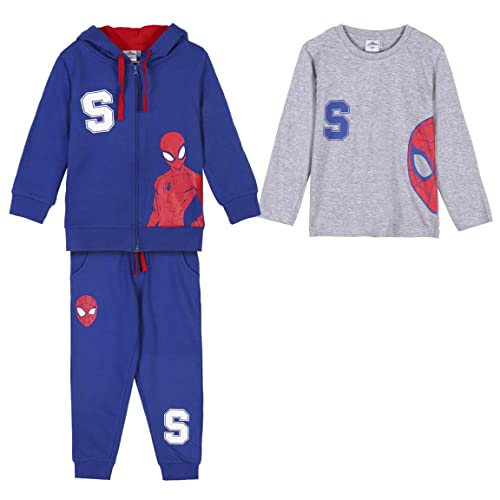 CERDÁ LIFE'S LITTLE MOMENTS Jungen Spiderman, 3-teilig, Sweatshirt, Trainingshose und langärmliges T-Shirt, offizielle Lizenz Trainingsanzug, Azul, 5-6 Jahre von CERDÁ LIFE'S LITTLE MOMENTS