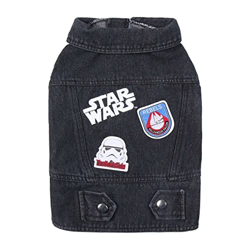 Star Wars Jeansjacke für Hunde, Größe S, aus Baumwolle und Polyester, geeignet für Erwachsene Hunde, mit Stormtrooper Patchwork, Originalprodukt entworfen in Spanien von CERDÁ LIFE'S LITTLE MOMENTS