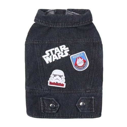 Star Wars Jeansjacke für Hunde, Größe XXS, hergestellt aus Baumwolle und Polyester, geeignet für Erwachsene Hunde, mit Stormtrooper Patchwork, Originalprodukt entworfen in Spanien von CERDÁ LIFE'S LITTLE MOMENTS