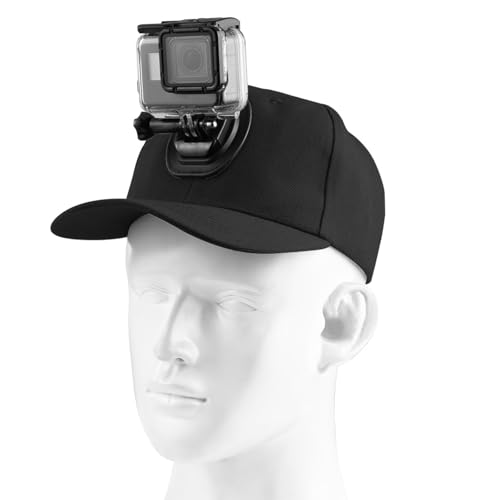 CERFFOOL Baseballkappe mit Halterung für GoPro Hero 13 12 DJI Osmo Action 5 Pro 4 Kamerahalter Action Kamera Zubehör Schnellverschlusshalterung (Schwarz) von CERFFOOL