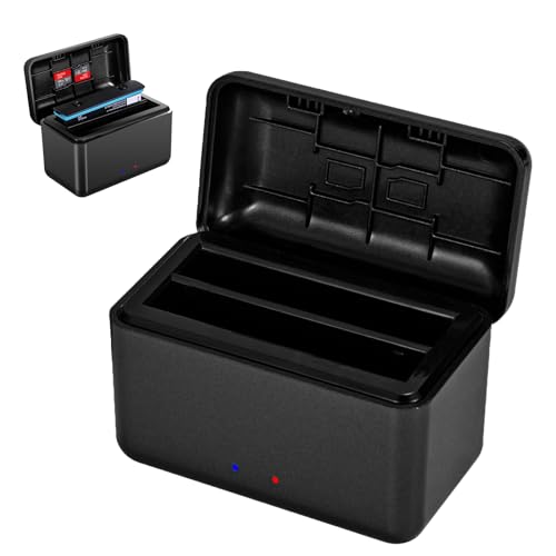 CERFFOOL Akku Ladegerät für Insta360 X4 Schnell Tragbar 2 Kanal Akku Ladestation USB Typ C Kabel Schutzbatterien für Action Kamera Zubehör von CERFFOOL