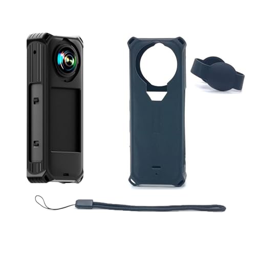 CERFFOOL Kit Silikon-Schutzhülle für Insta360 X5, mit Objektivschutzdeckel und Handschlaufe, kratzfest, stoßfest, Zubehör für Action-Kamera (schwarz) von CERFFOOL