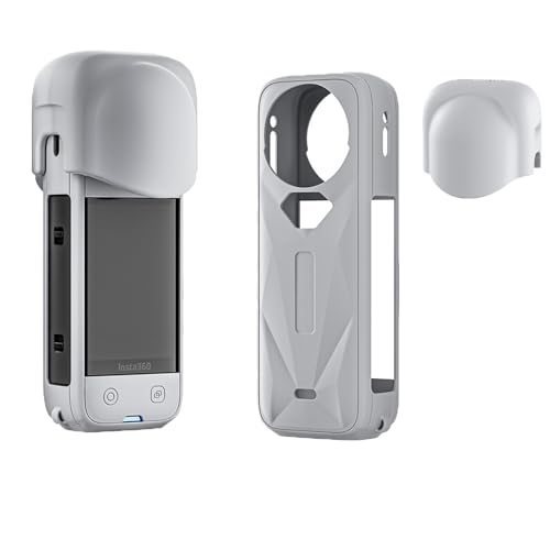 CERFFOOL Schutzhülle aus Silikon für Insta360 X5, kratzfest, Fallschutz, Staubschutz, Zubehör für Action-Kamera (Schutzhülle + Objektivdeckel (Grau)) von CERFFOOL