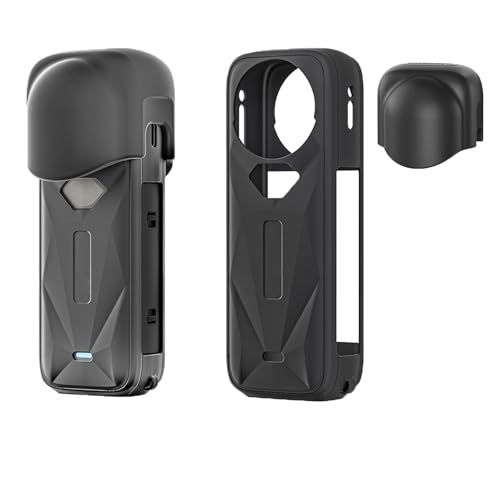 CERFFOOL Schutzhülle aus Silikon für Insta360 X5, kratzfest, Fallschutz, Staubschutz, Zubehör für Action-Kamera (Schutzhülle + Objektivdeckel (Schwarz)) von CERFFOOL
