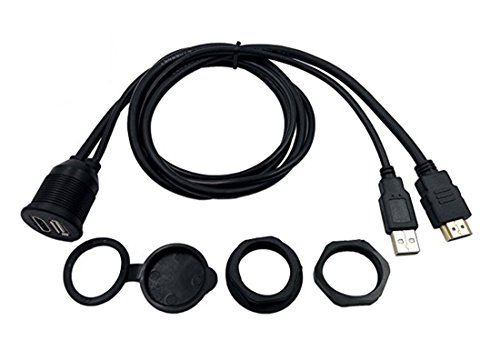 CERRXIAN 1 m langes USB- und HDMI-Verlängerungs- und Halterungskabel mit Anschluss für USB und HDMI, für Auto, Boot und Motorrad von CERRXIAN