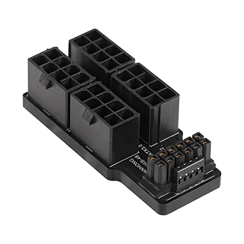 CERRXIAN 12VHPWR 180 Grad Winkel auf vier ATX 8P Adapter, PCI-e 5.0 12VHPWR ATX3.0 600W 16 Pin 180 Grad Winkel Buchse auf vier ATX 8P Stecker Adapter, für 40 Serie Grafikkarte GPU (Typ B) von CERRXIAN