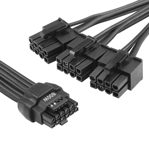 CERRXIAN 1FT ATX3.0 12VHPWR auf 3X 8Pin Stromkabel, PCI-e 5.0 12VHPWR ATX3.0 600W 16 Pin Stecker auf 3x8Pin (6+2) Buchse Kabel, für Grafikkarte GPU 12+4Pin RTX 3090Ti 4070Ti 4080 4090 (3x8Pin M-0.7M) von CERRXIAN