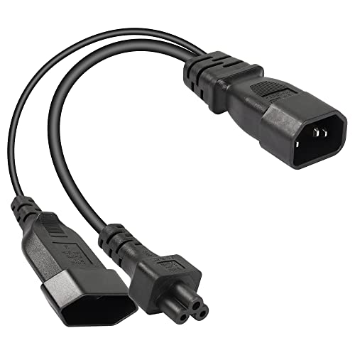 CERRXIAN 1FT C14 auf C5 + Euro Y-Splitter-Stromkabel, IEC 320 C14-Stecker auf C5 + Euro-Buchse AC-Konvertierungskabel, geeignet für Computer, Projektoren, Scanner, Drucker usw von CERRXIAN