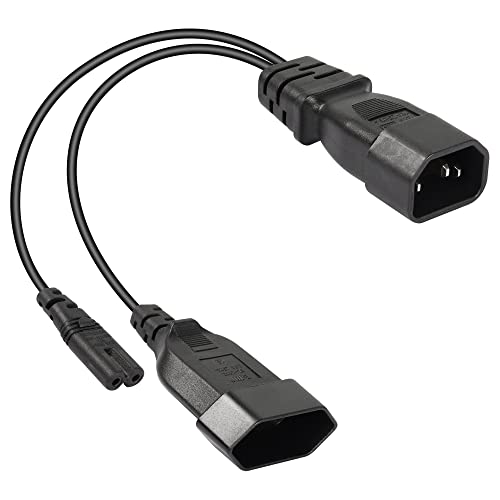 CERRXIAN 1FT C14 auf C7 + Euro Y-Splitter-Stromkabel, IEC 320 C14-Stecker auf C7 + Euro-Buchse AC-Konvertierungskabel, geeignet für Computer, Projektoren, Scanner, Drucker usw von CERRXIAN