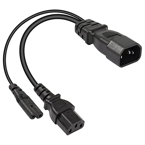 CERRXIAN 1FT C14 zu C7 + C13 Y Splitter Stromkabel, IEC 320 C14 Stecker zu C7+C13 Buchse AC Konvertierungskabel, für Computer, Projektor, Scanner, Drucker, etc. von CERRXIAN