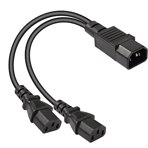 CERRXIAN 1FT IEC 320 C14 auf Dual C13 Stromkabel, C14 Stecker auf 2X C13 Buchse Y Splitter AC Konvertierungskabel, Geeignet für Computer, Projektor, Scanner, Drucker, etc von CERRXIAN