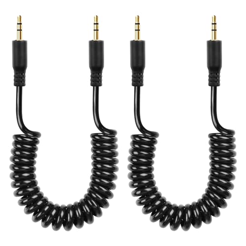 CERRXIAN 2PCS 2,5 mm Audiokabel, 2,5 mm TRS 3-poliger Stecker auf Stecker Stereo-Audio-Aux-Spiralkabel für Camcorder, Kamera, Kamera-Fernbedienung, Kopfhörer, IR-Blaster und IR-Sender – 1m (M to M) von CERRXIAN