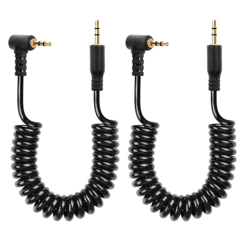 CERRXIAN 2PCS 2,5 mm Audiokabel, 2,5 mm TRS 3-poliger Stecker auf Stecker Stereo-Audio-Aux-Spiralkabel für Camcorder, Kamera, Kamera-Fernbedienung, Kopfhörer, IR-Blaster und IR-Sender – 1m (M to ML) von CERRXIAN