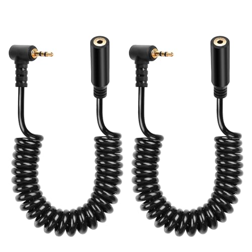 CERRXIAN 2PCS 2,5 mm Audiokabel, 2,5 mm TRS 3-poliger Stecker auf Stecker Stereo-Audio-Aux-Spiralkabel für Camcorder, Kamera, Kamera-Fernbedienung, Kopfhörer, IR-Blaster und IR-Sender – 1m (ML to F) von CERRXIAN