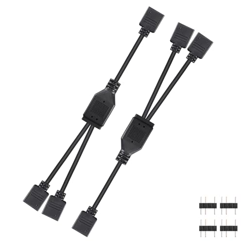 CERRXIAN 2PCS 5V 3PIN ARGB-Splitterkabel, 1-zu-2 5V 3-Pin adressierbar mit männlichen Pins, 1 Buchse auf 2 Buchsen 3PIN HUB-Verlängerungssteckerkabel für ARGB-LED-Streifen, ARGB-Lüfter usw (1 to 2F) von CERRXIAN