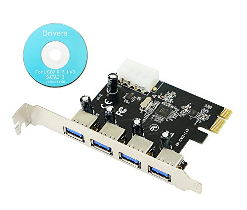 CERRXIAN 4-Port USB 3.0 Super Speed Karte PCIe Express Controller Karte - Schnittstellenkarte USB 3.0 - Modelltreiber - USB Hub intern von CERRXIAN