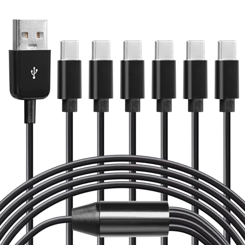 CERRXIAN 5 Fuß USB 1-Stecker auf 6 USB-C-Splitter-Y-Kabel, Typ-C-Y-Splitter unterstützt Datenübertragung für USB-Festplatten, Tastatur und Maus von CERRXIAN