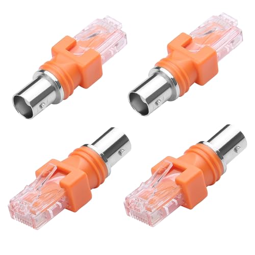 CERRXIAN BNC auf RJ45 Konverter-Adapter, 4 Stück, BNC-Buchse auf RJ45-Stecker, Koaxial-Hohlkupplung, Adapterstecker für Leitungstester (Orange) von CERRXIAN