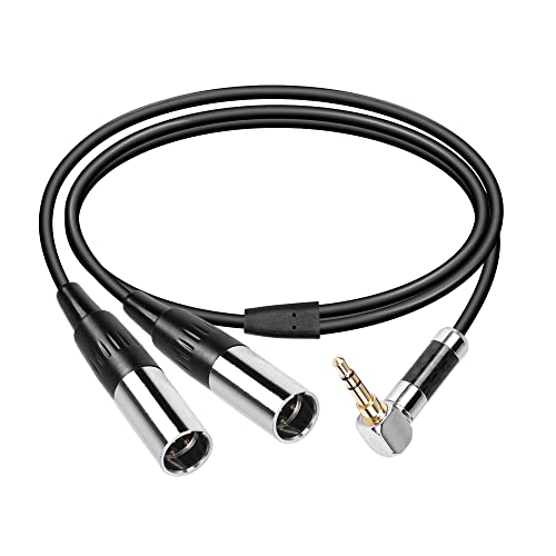 CERRXIAN Dual Mini XLR auf 3,5 mm Stereo-Mikrofonkabel, 90 Grad 3,5 mm 1/8 Zoll TRS-Stecker auf 2 Mini XLR-Stecker Y-Splitterkabel, für die Audiokonvertierung von Kameras und anderen Geräten - MM1.6FT von CERRXIAN