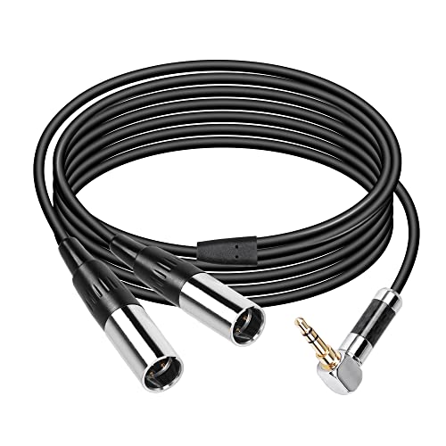 CERRXIAN Dual Mini XLR auf 3,5 mm Stereo-Mikrofonkabel, 90 Grad 3,5 mm 1/8 Zoll TRS-Stecker auf 2 Mini XLR-Stecker Y-Splitterkabel, für die Audiokonvertierung von Kameras und anderen Geräten - MM5.9FT von CERRXIAN
