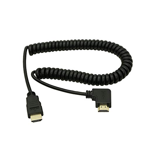 CERRXIAN HDMI-Stecker auf HDMI, linkwinklig, HDMI-Stecker auf HDMI-Stecker, vergoldet, Konverter-Adapter, Spiralkabel, unterstützt 2K 4 K (30 Hz), Audio Return (HDMI Linkwinkel) von CERRXIAN