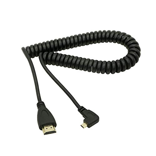 CERRXIAN HDMI-Stecker auf Micro-HDMI-Kabel, linker Winkel, HDMI-Stecker auf HDMI-Stecker, vergoldeter Konverter, Adapter, Spiralkabel, unterstützt 2K 4K (30Hz), Audio-Return-(Micro-HDMI linker Winkel) von CERRXIAN