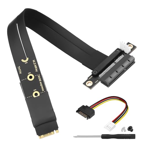 CERRXIAN M.2 NGFF NVMe M Key zu PCIE 3.0 4X Grafikkarten-Riser-Adapterkarte M.2 Key M zu PCI-E 4X Verlängerungskabel (180°) von CERRXIAN