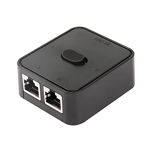 CERRXIAN Netzwerk LAN Switch 2 Ports, RJ45 Netzwerk Key-Press Switch Splitter Selector Box, 100M 2 in 1 Out oder 1 in 2 Out, 2 Port Network Hub Schwarz von CERRXIAN