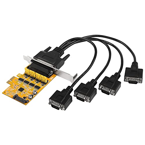 CERRXIAN PCIE auf 4 Port RS232 Erweiterungskarte, DB9 Dual Channel PCIe X1 AX99100 Erweiterungskarte für Desktop-PC, mit externem 4-Port-Kabel von CERRXIAN