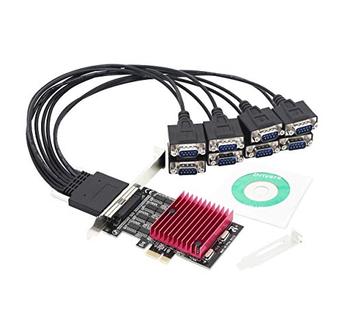 CERRXIAN PCIE zu 8 Port RS232 Erweiterungskarte, PCI-E X1, 8 Ports DB9 Serielle Karte, 8 Chipsatz PCI-Express Controller-Karte (mit 8 Port externem Kabel) von CERRXIAN