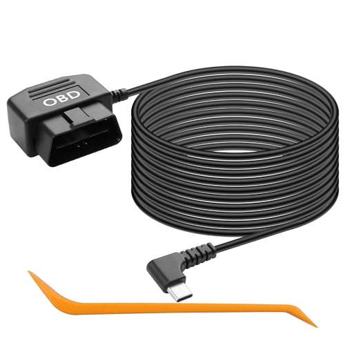 CERRXIAN 11,5 Fuß Micro-OBD-Netzkabel, Stromkabel für OBD Fahrrecorder 90 Grad Typ C, 24-Stunden-Überwachung/ACC-Modus (Typ-C L) von CERRXIAN